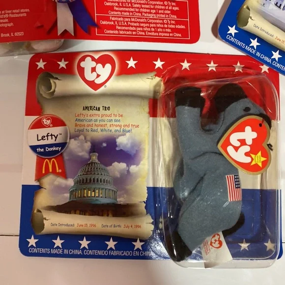 American trio McDonalds beanies.Lefty Righty Libearty. - Picture 4 of 7